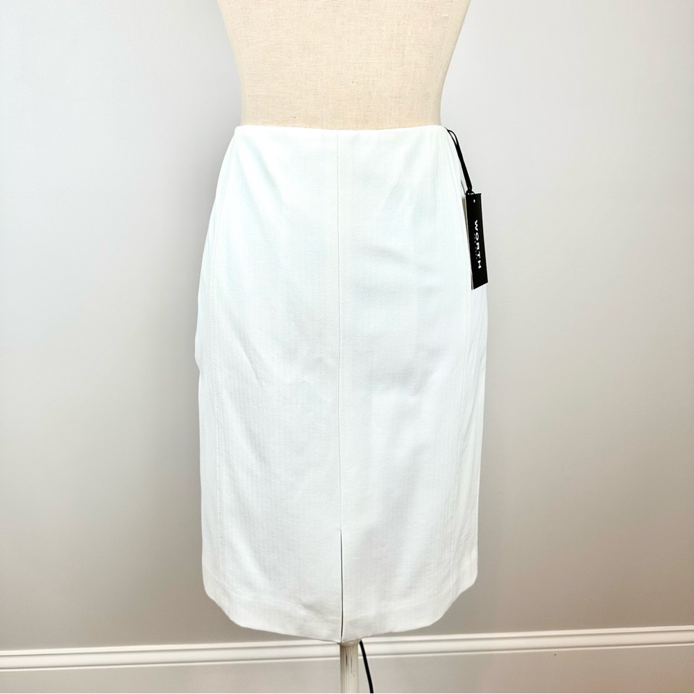 Worth New York Cream Textured Cotton Blend Pencil Skirt Sz 6, NWT